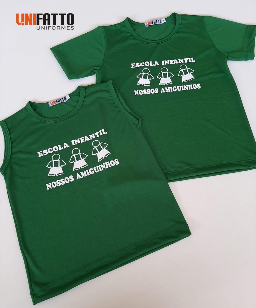 Imagem de Camiseta em Malha PV antipilling manga curta e regata com logomarca em Silk - Escola Infantil Nossos Amiguinhos